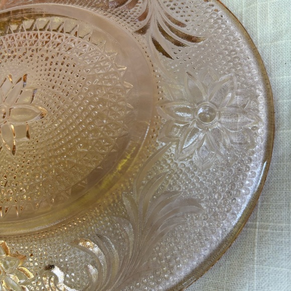 Vintage Indiana Glass Tiara Pink Peach Sandwich Pattern oval Serving Plate - Picture 6 of 6
